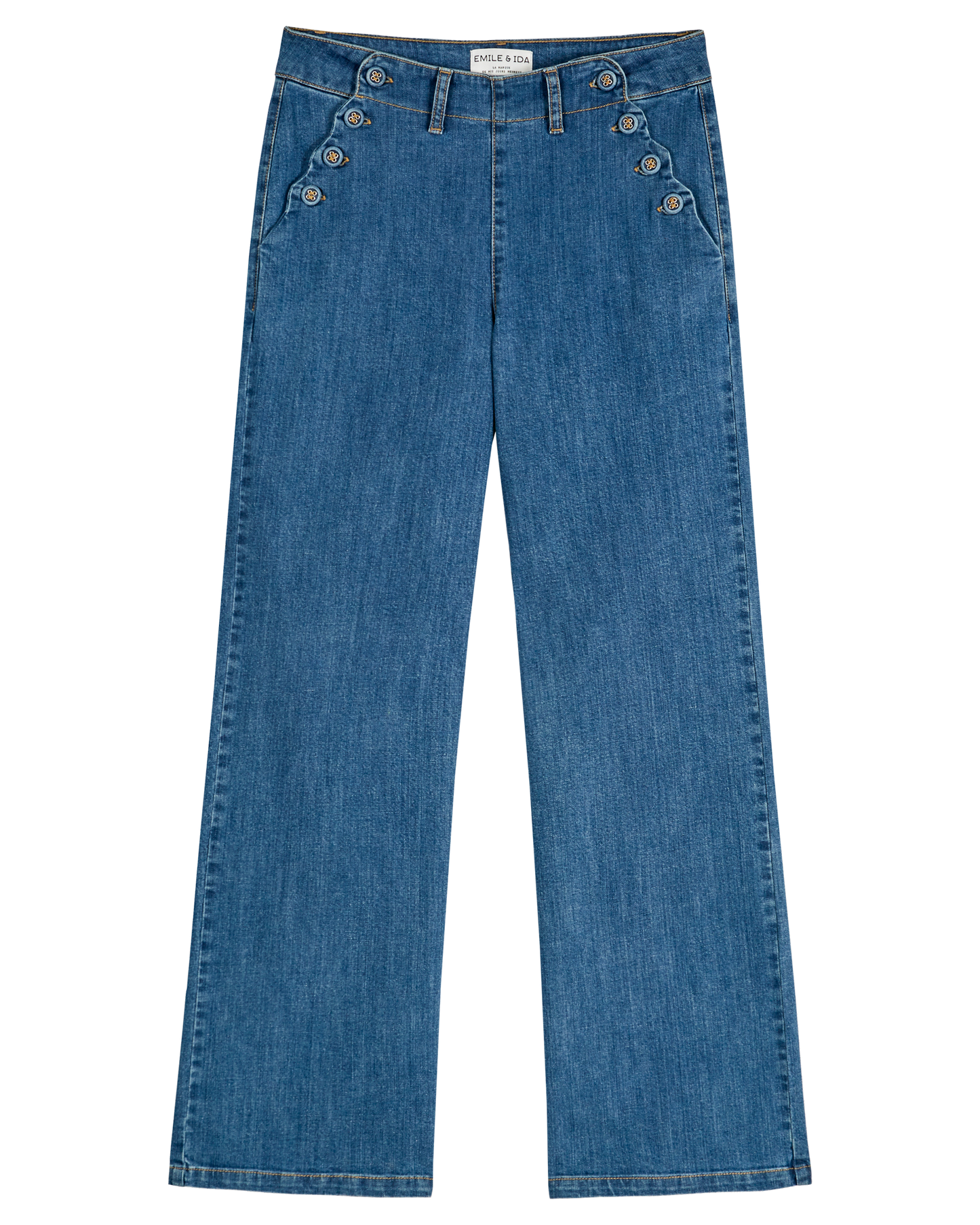 Pantalon à pont coton bio denim bleu