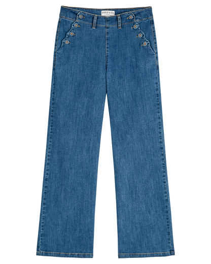 Pantalon à pont coton bio denim bleu