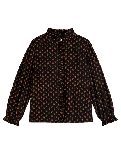 Blouse bleu marine et raisin