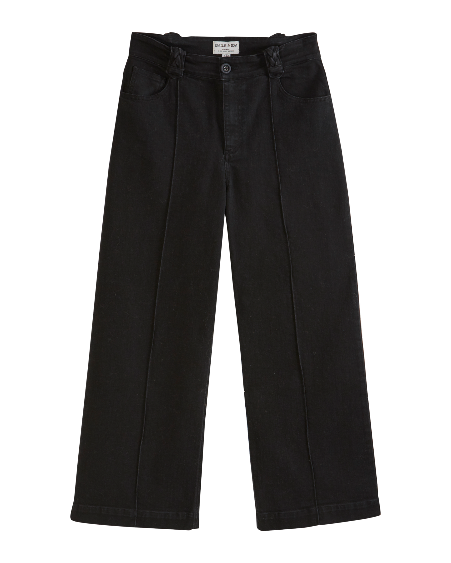 Pantalon wide coton denim noir