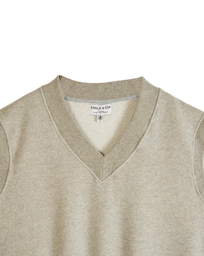 Pull sans manches coton bio gris chiné pailleté