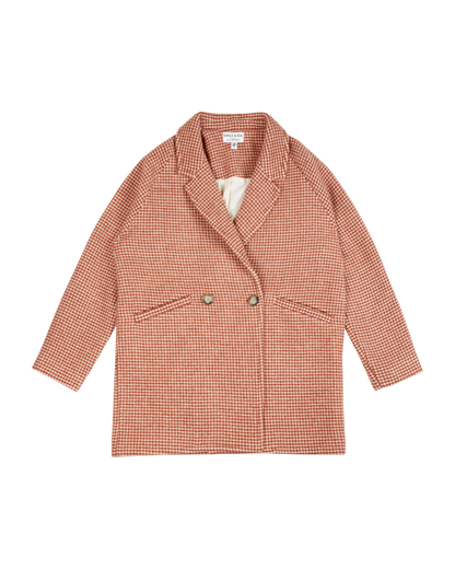 Manteau femme pied de poule rouge