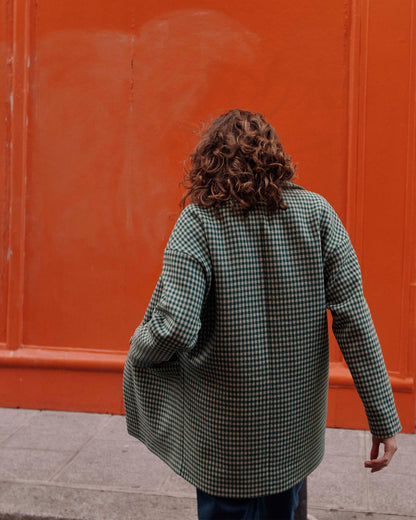Manteau en laine vichy vert