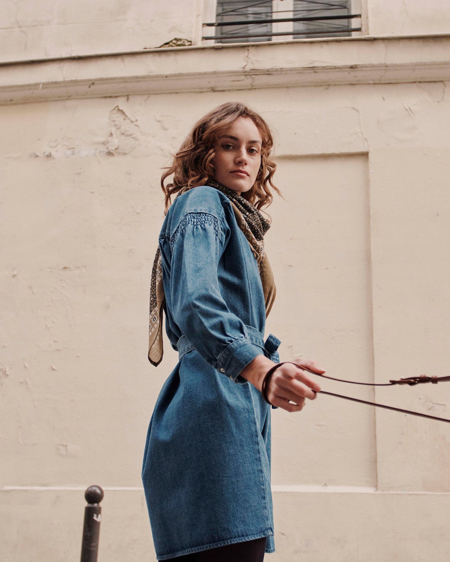 Robe chemisier denim bleu