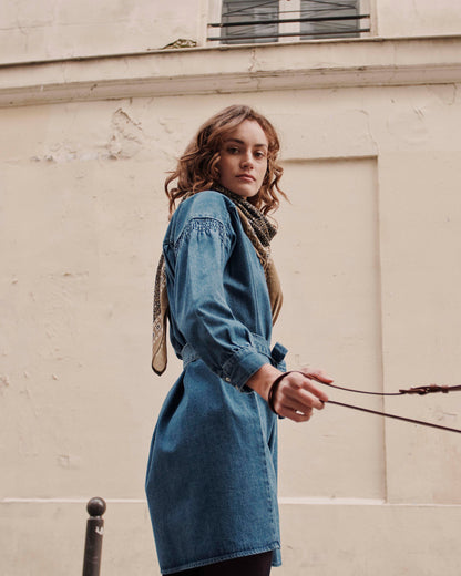 Robe chemisier denim bleu