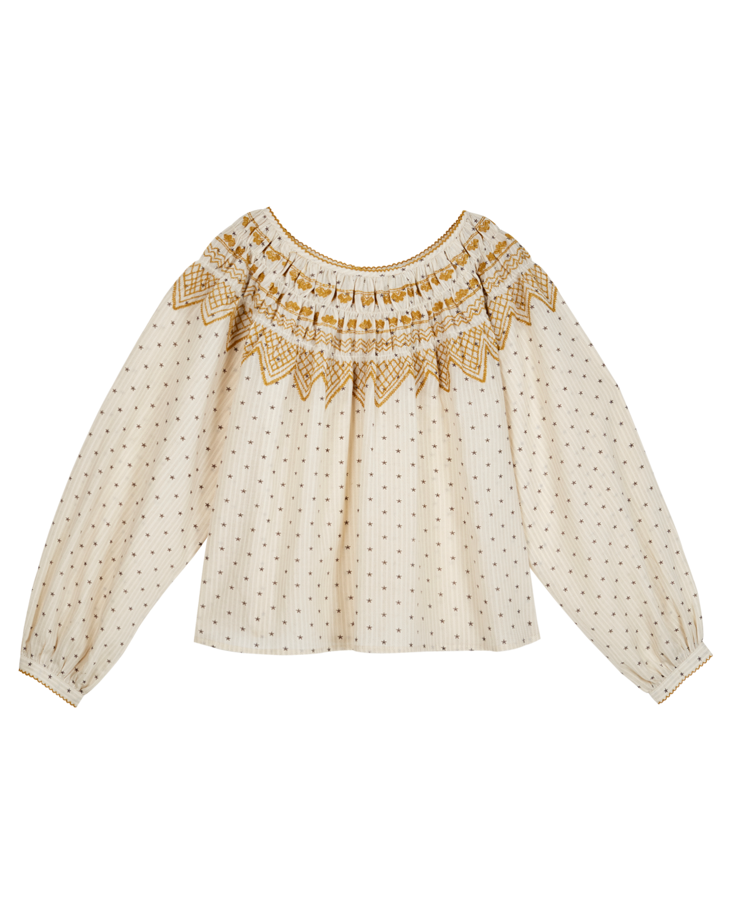 Blouse smockée étoile écru