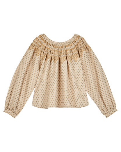 Blouse smockée marceau beige