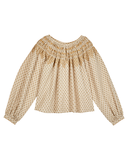 Blouse smockée marceau beige