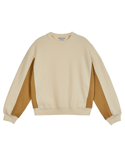 Sweat femme bicolore coton bio écru et beige
