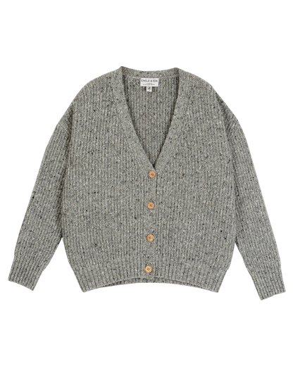Cardigan femme oversize laine recyclée gris