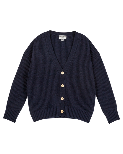 Cardigan femme laine recyclée marine