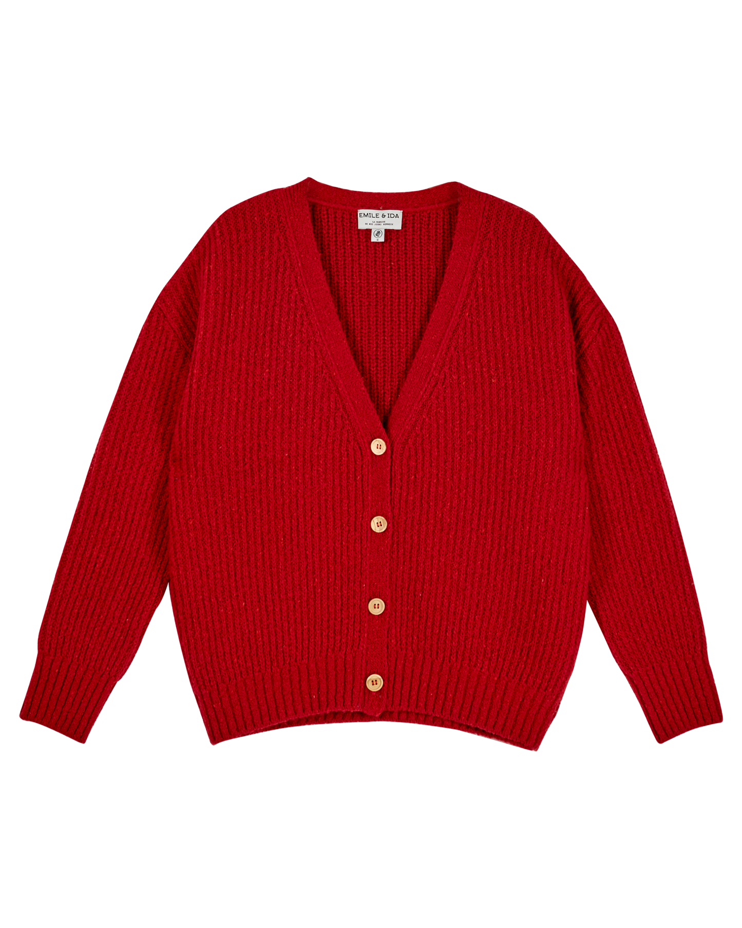 Cardigan femme oversize laine recyclée rouge