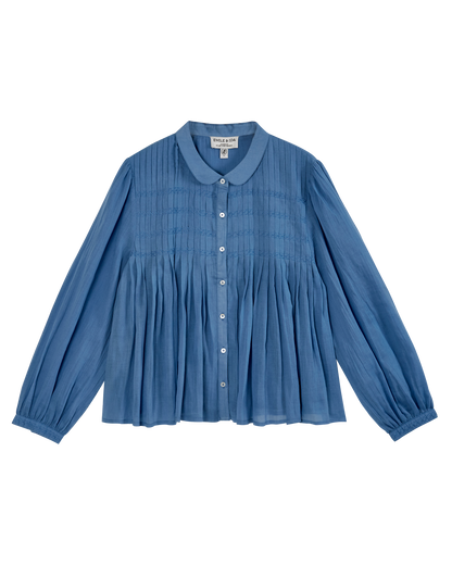 Blouse plissée azur