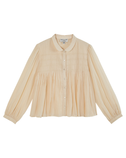 Blouse plissée écru