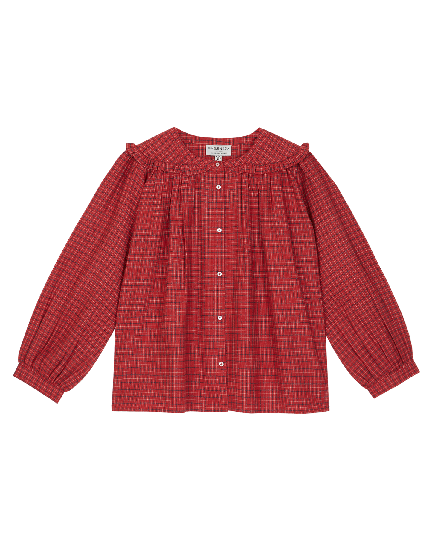 Blouse col marin écossais rouge