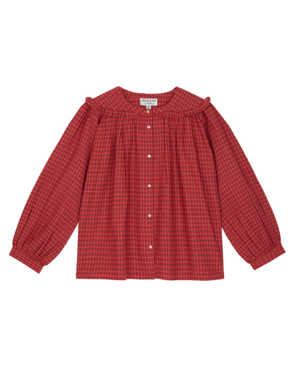 Blouse col marin écossais rouge