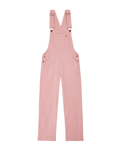 Salopette denim rayures rose et blanc