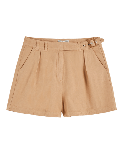 Short coton lin beige