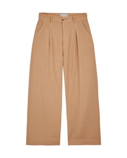 Pantalon palazzo lin coton beige