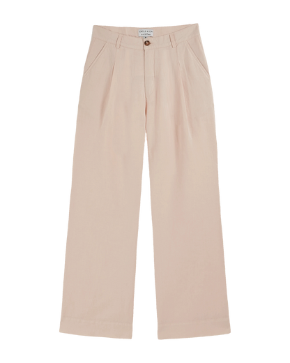 Pantalon palazzo lin coton rose pastel