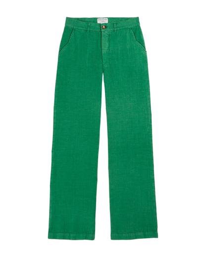 Pantalon droit lin vert