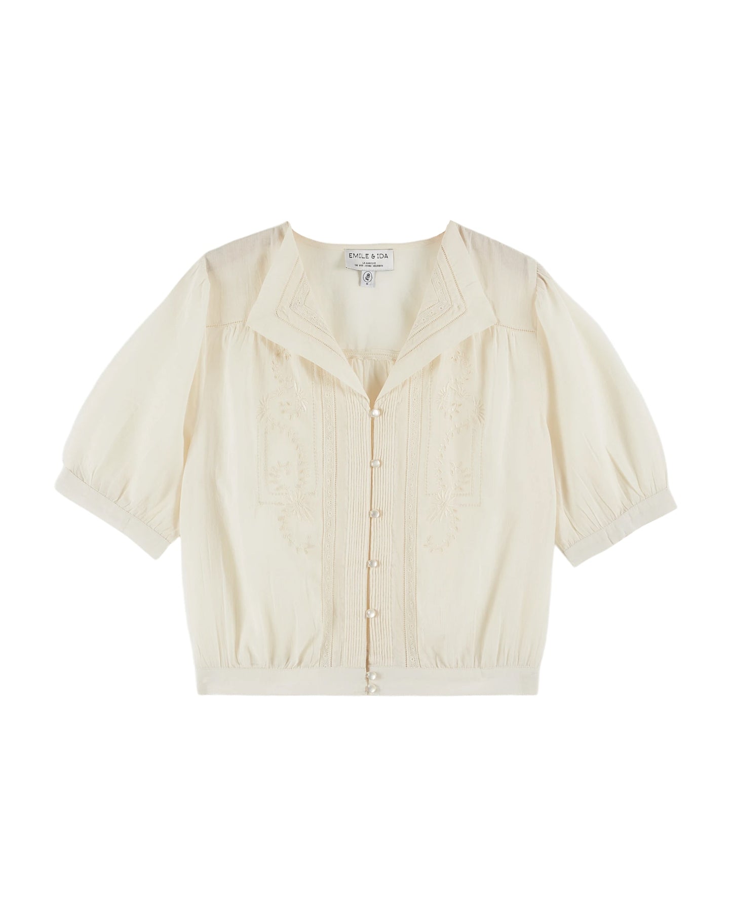 Blouse brodée vintage écru