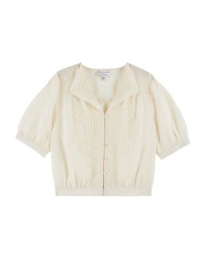 Blouse brodée vintage écru