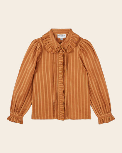 Blouse lurex à perles caramel