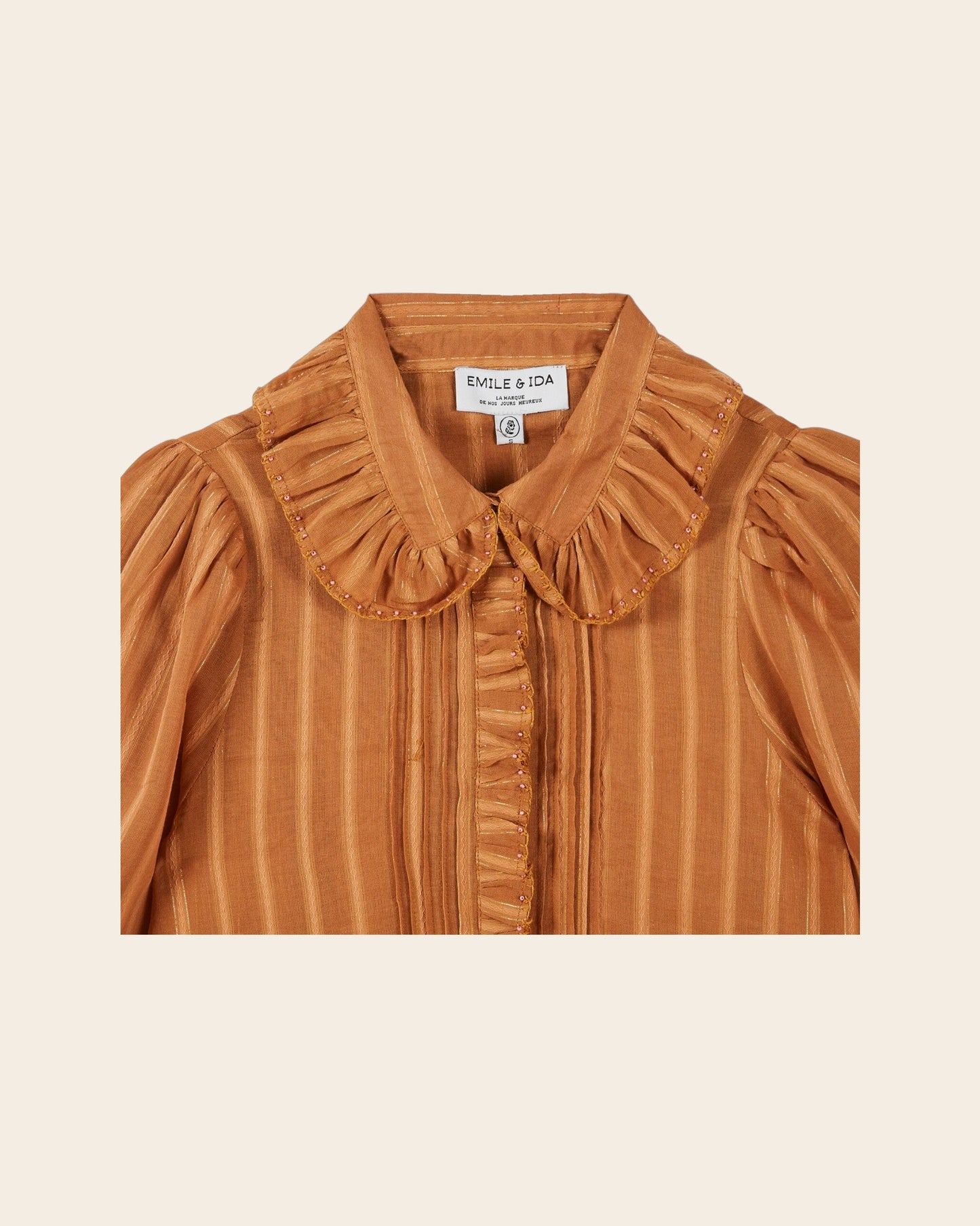 Blouse lurex à perles caramel