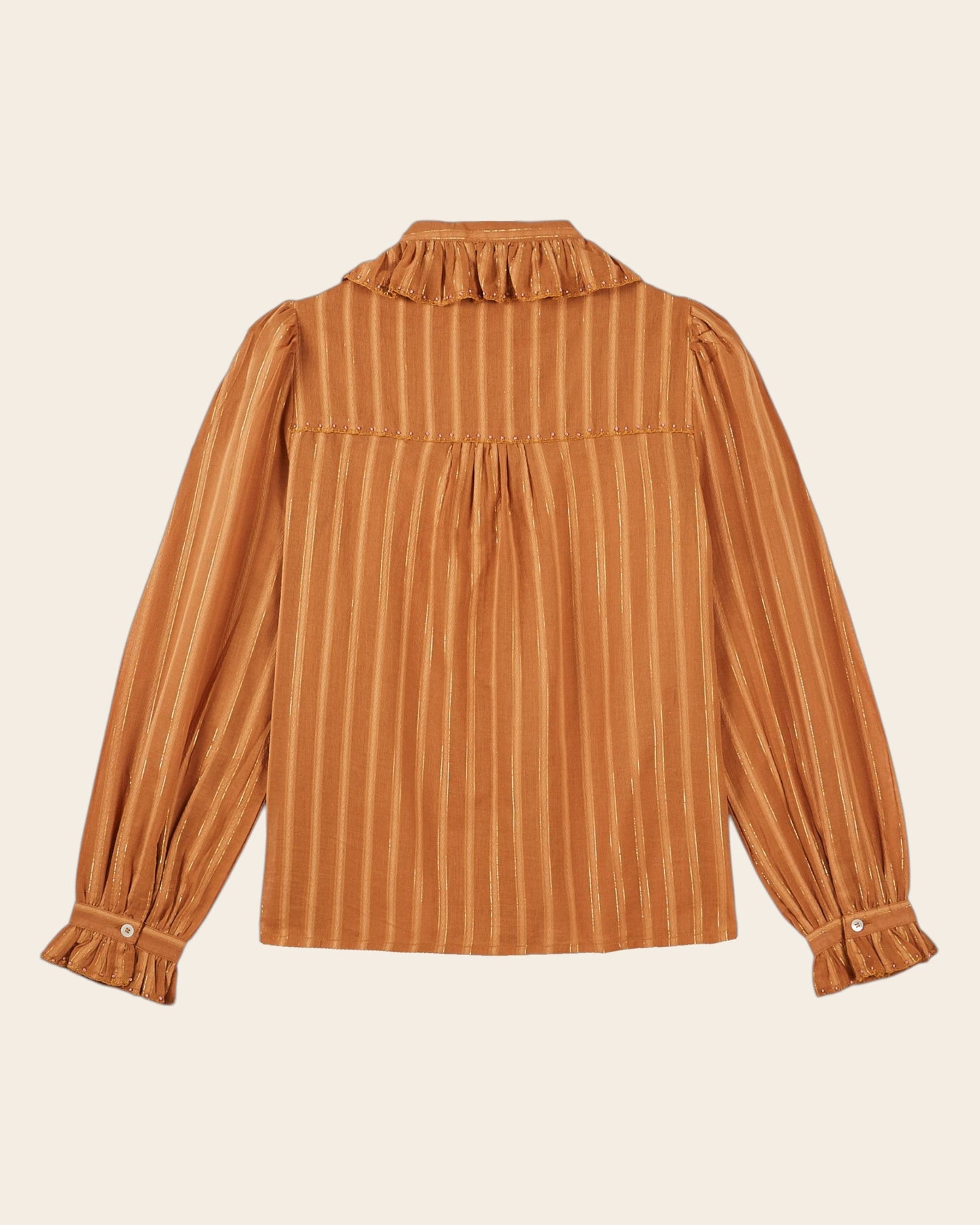 Blouse lurex à perles caramel