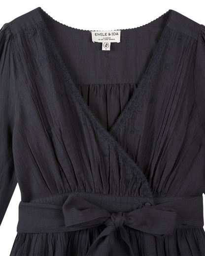 Robe portefeuille vintage coton bitume