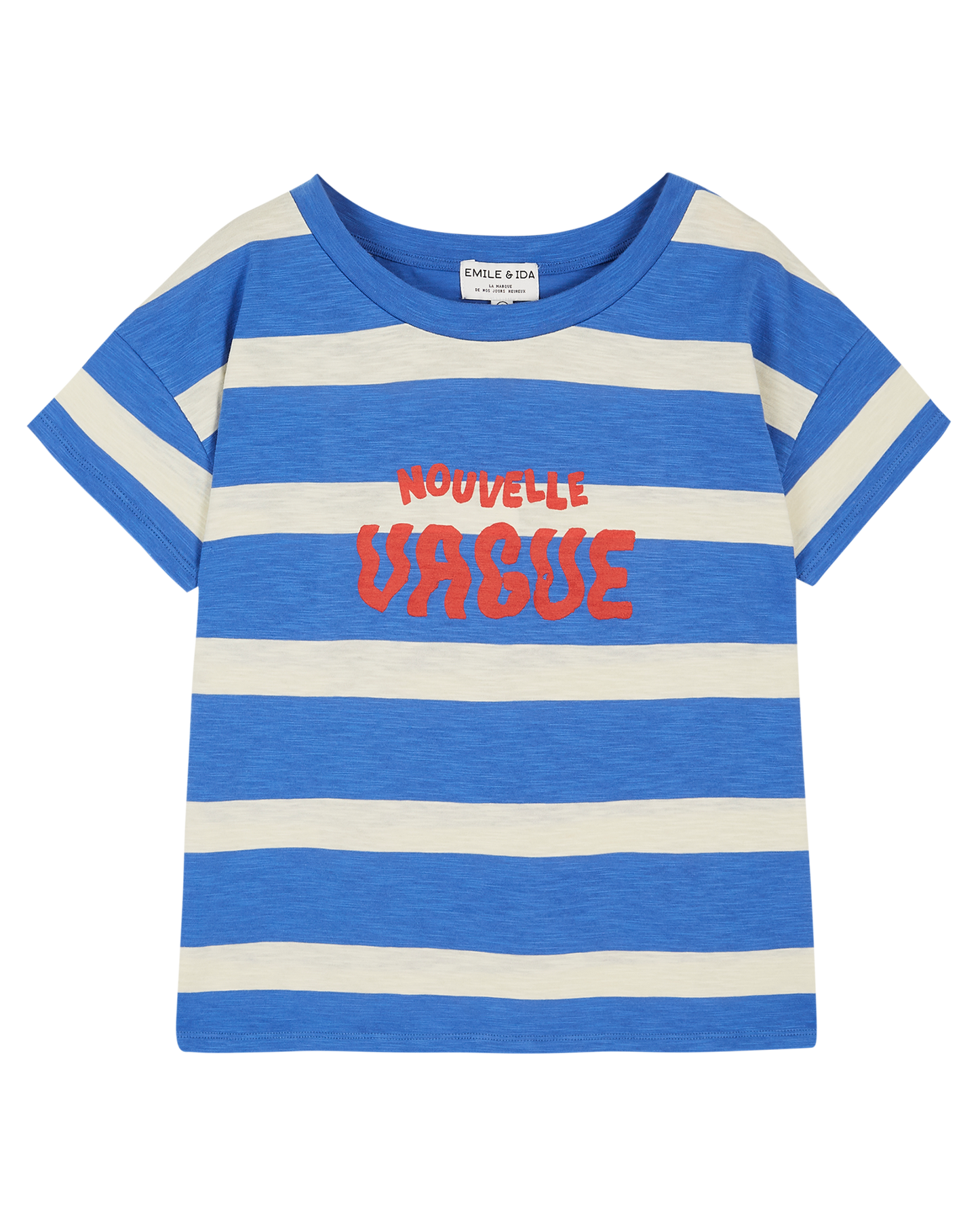 Tee-shirt coton bio rayures céleste Nouvelle Vague