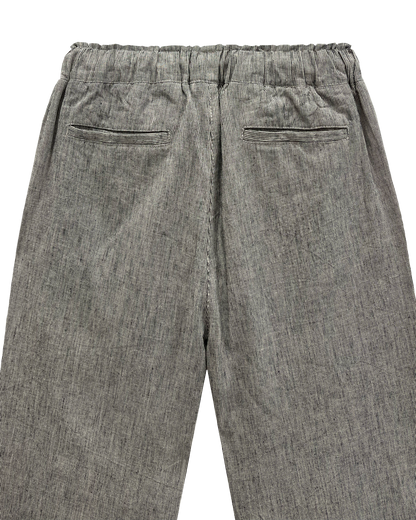 Pantalon coupe relaxed en lin rayures noir