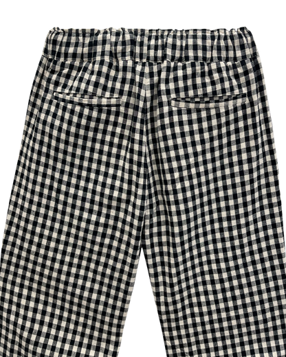 Pantalon coupe relaxed en lin vichy noir