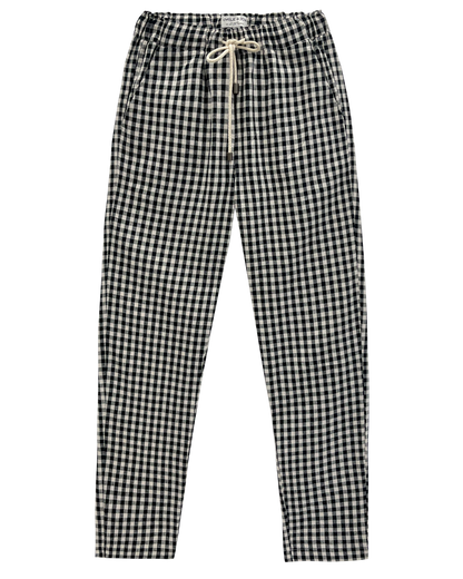 Pantalon coupe relaxed en lin vichy noir