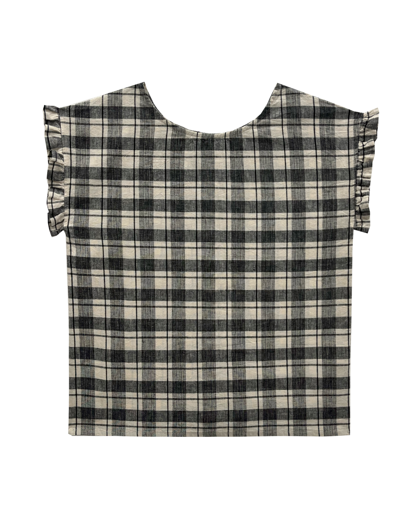 Blouse volantée carreaux noir