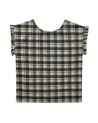 Blouse volantée carreaux noir