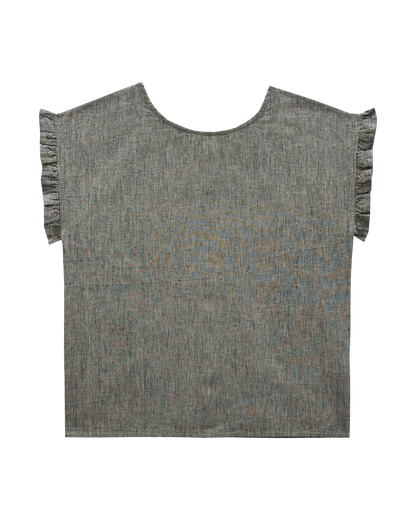 Blouse volantée rayures noir