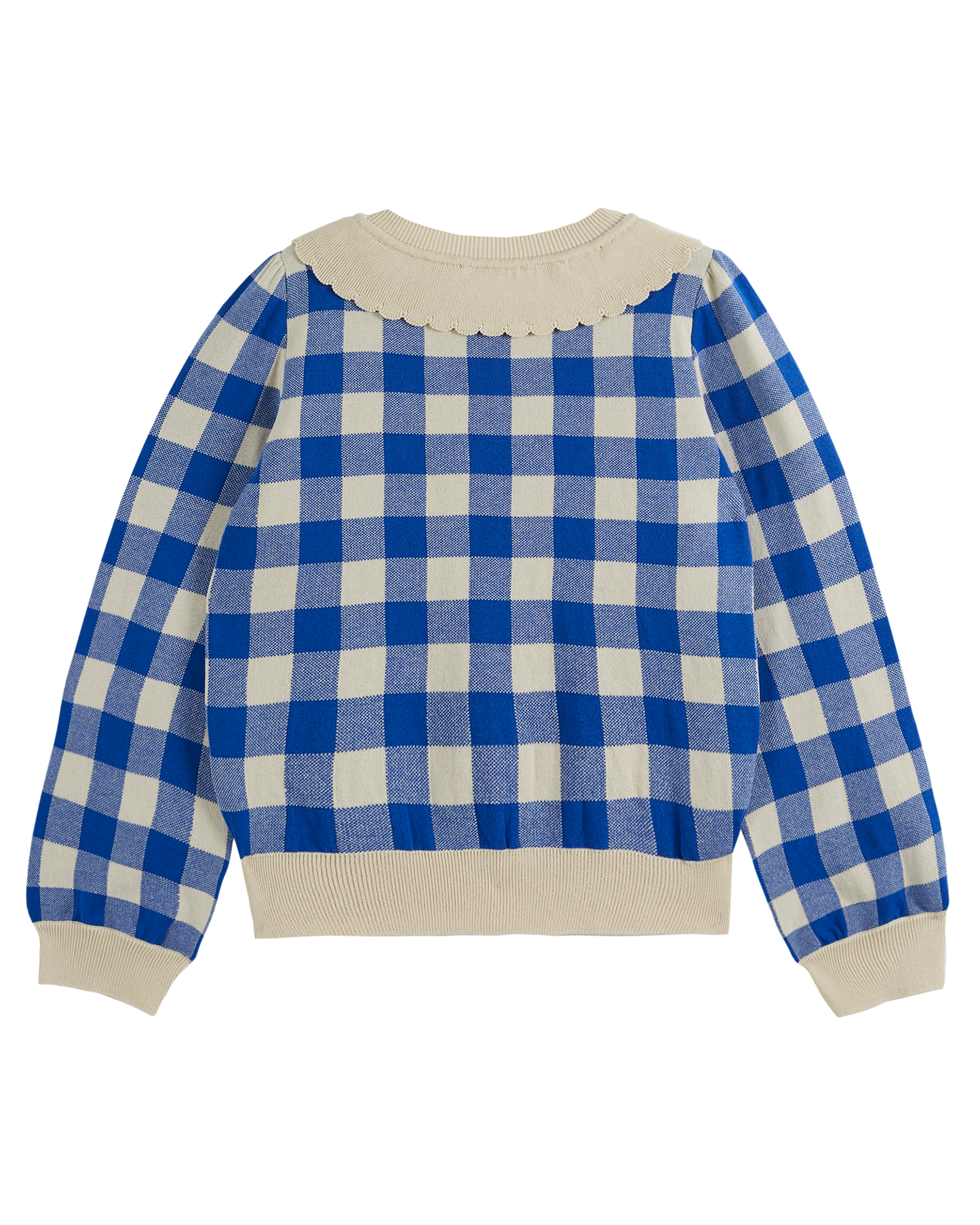 Cardigan coton bio femme vichy bleu