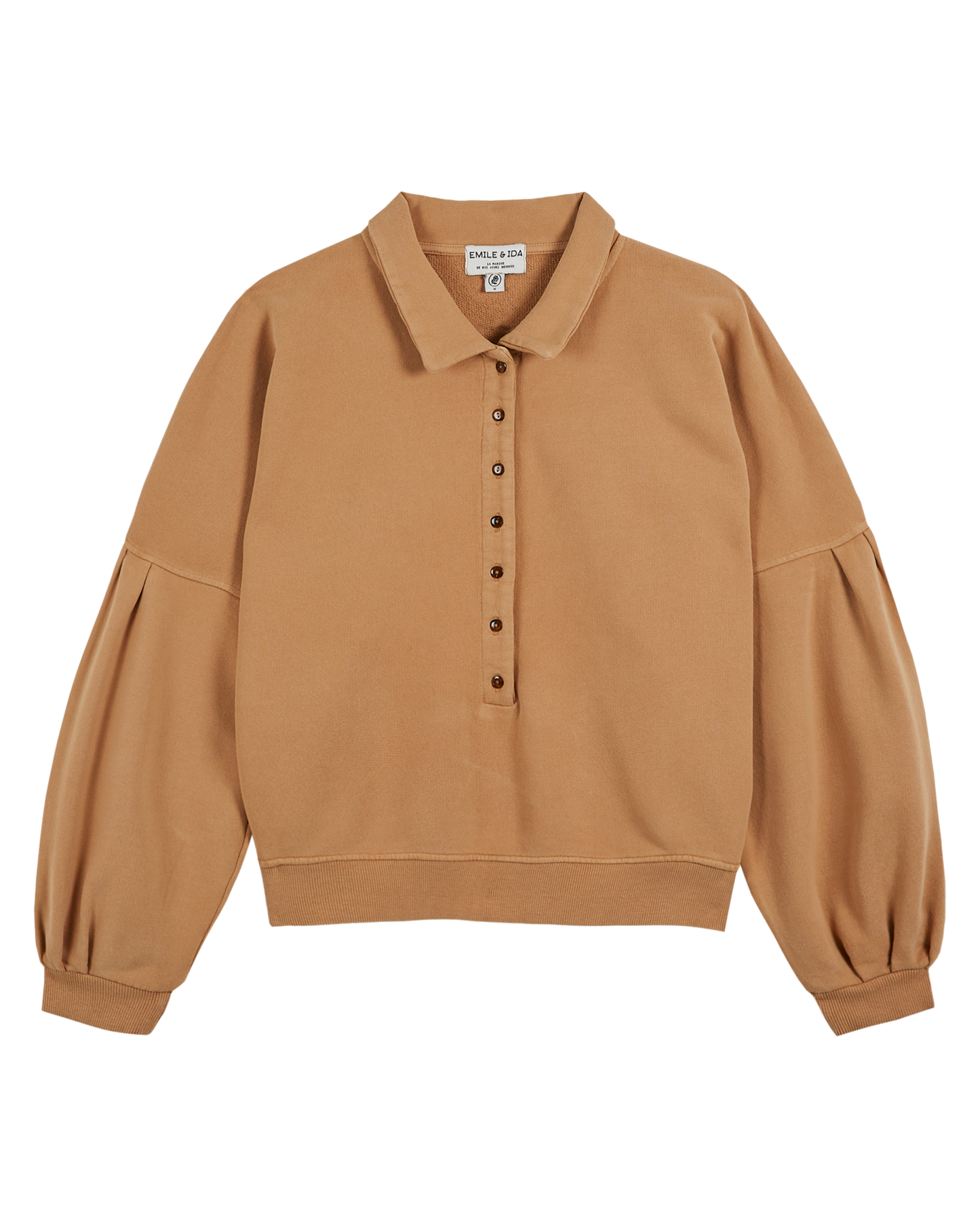 Sweat boutonné coton bio miel