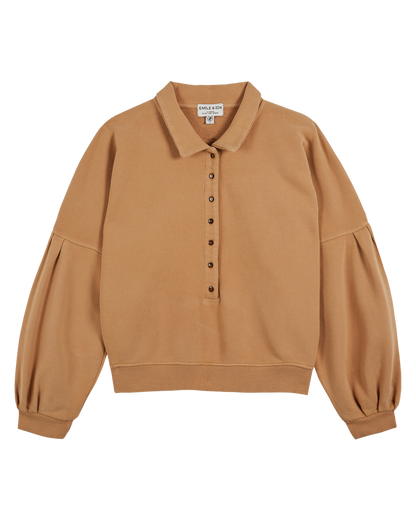 Sweat boutonné coton bio miel