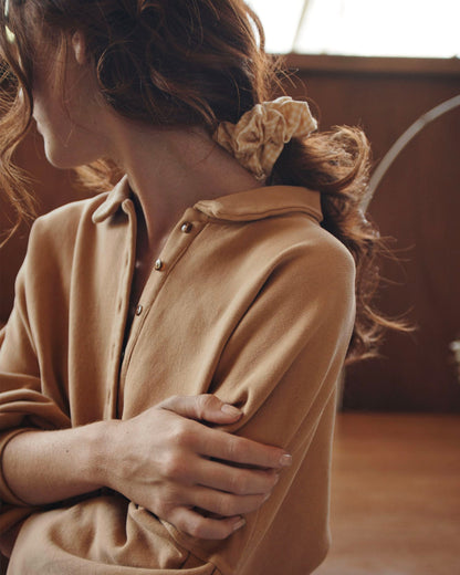 Sweat boutonné coton bio miel
