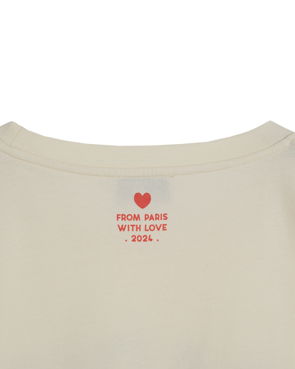 T-shirt Paris coton bio écru et vert