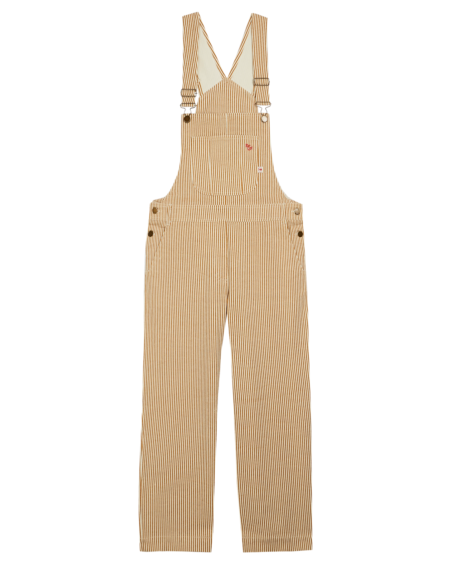 Salopette denim rayures écru et miel