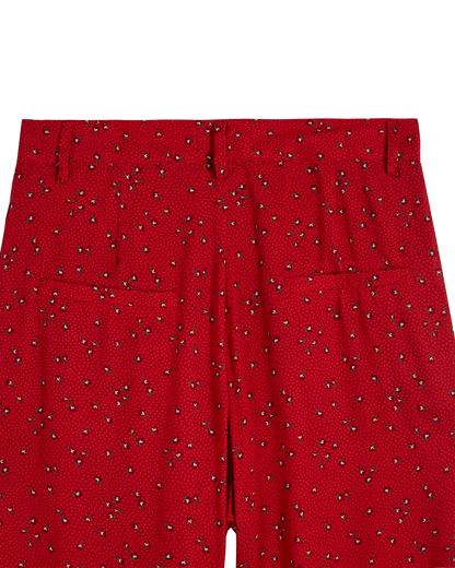 Pantalon palazzo à fleurs rouge