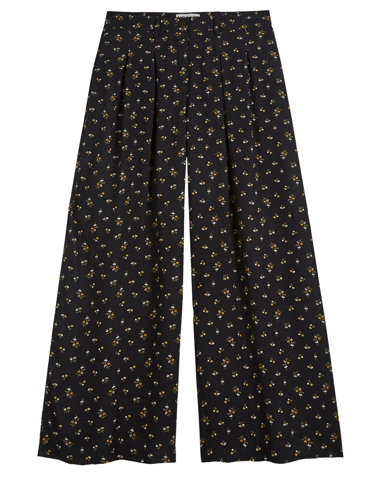 Pantalon palazzo à fleurs noir