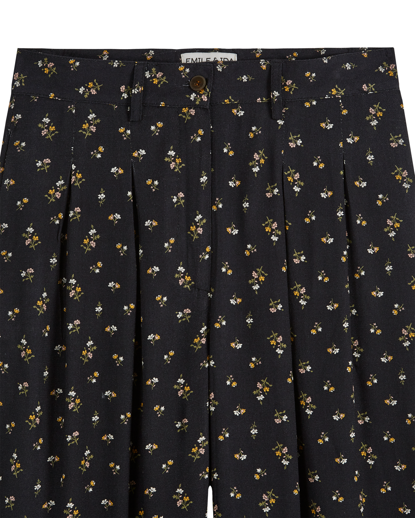 Pantalon palazzo à fleurs noir