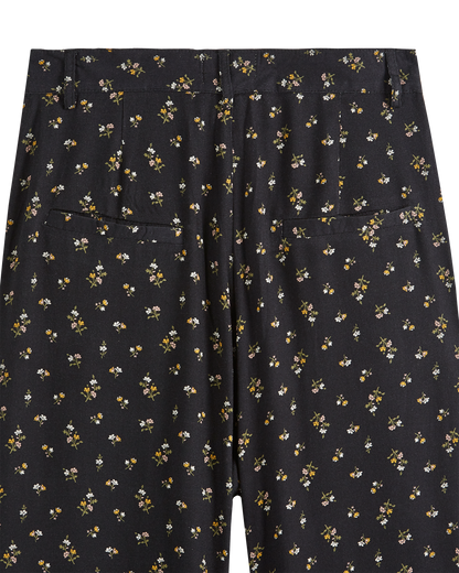 Pantalon palazzo à fleurs noir