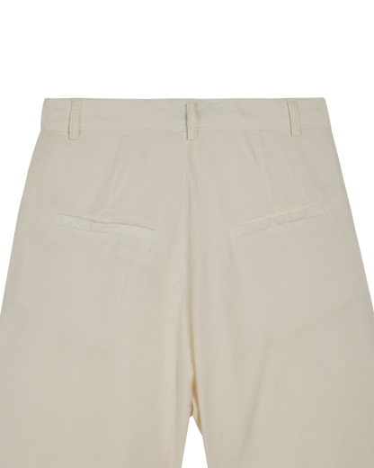 Pantalon palazzo lin et coton blanc cassé