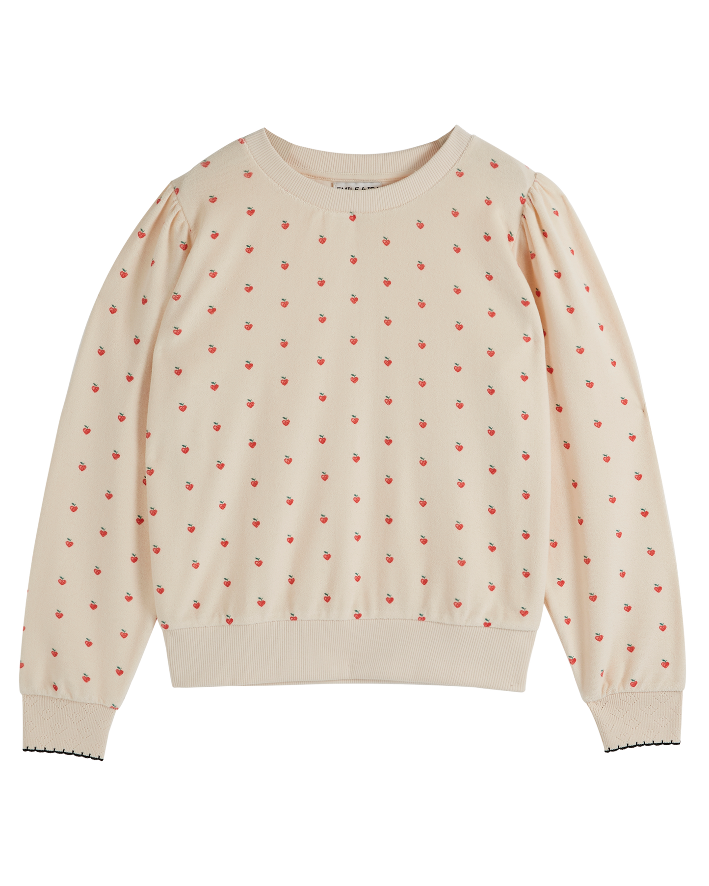 Sweat éponge loose petit cœur rouge